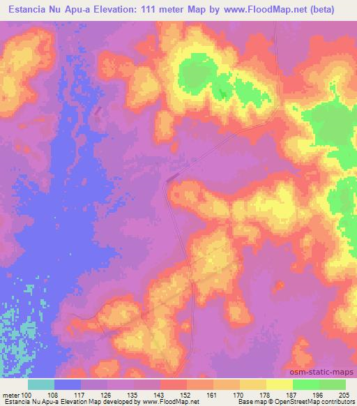 Estancia Nu Apu-a,Paraguay Elevation Map