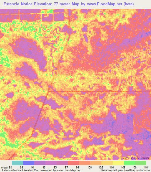 Estancia Notice,Paraguay Elevation Map