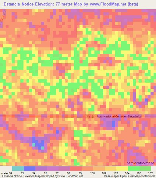 Estancia Notice,Paraguay Elevation Map
