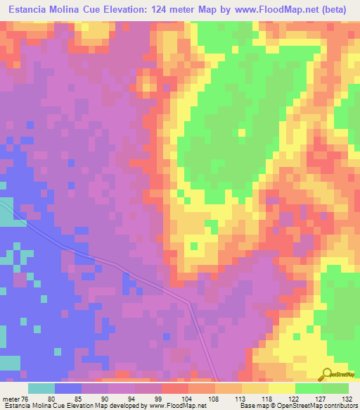 Estancia Molina Cue,Paraguay Elevation Map