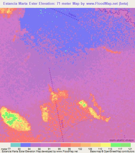Estancia Marta Ester,Paraguay Elevation Map