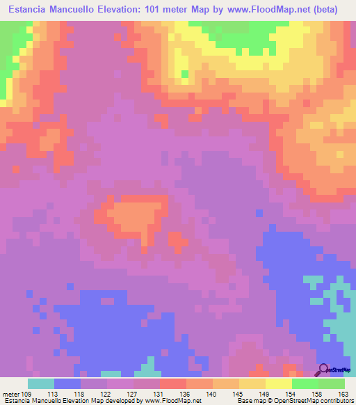 Estancia Mancuello,Paraguay Elevation Map