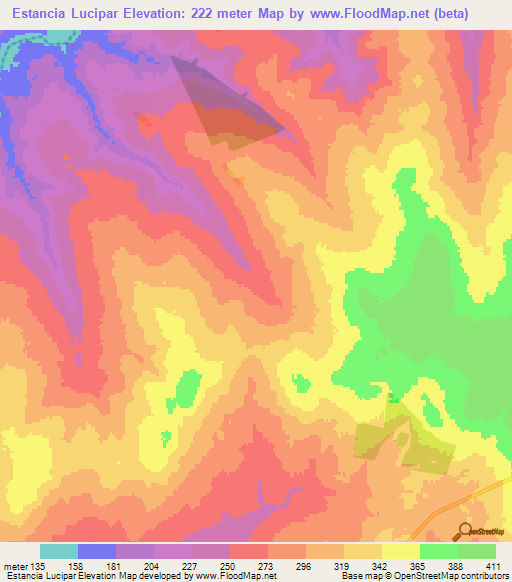 Estancia Lucipar,Paraguay Elevation Map