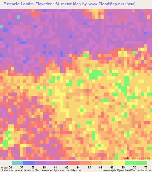 Estancia Lomita,Paraguay Elevation Map