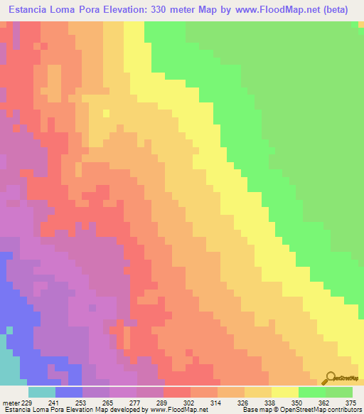 Estancia Loma Pora,Paraguay Elevation Map