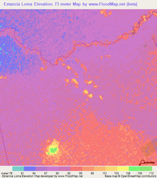 Estancia Loma,Paraguay Elevation Map
