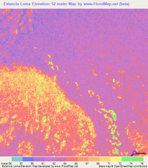 Estancia Loma,Paraguay Elevation Map