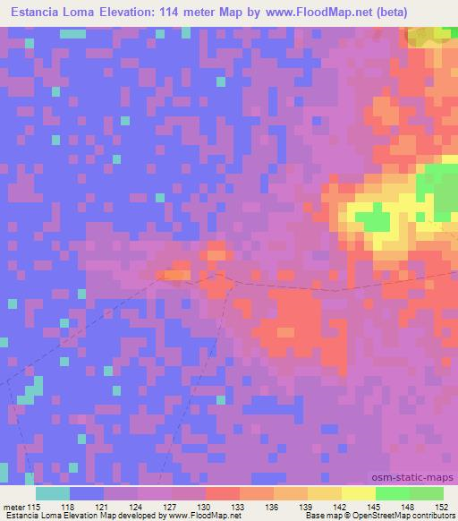 Estancia Loma,Paraguay Elevation Map