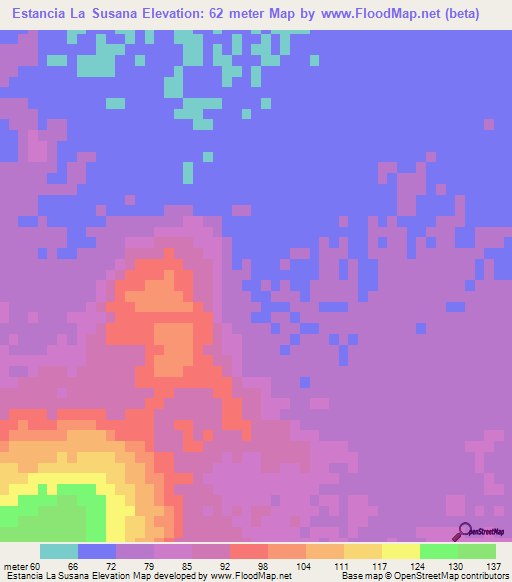 Estancia La Susana,Paraguay Elevation Map