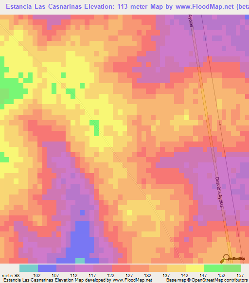 Estancia Las Casnarinas,Paraguay Elevation Map