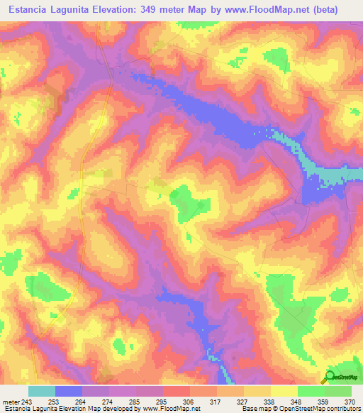 Estancia Lagunita,Paraguay Elevation Map