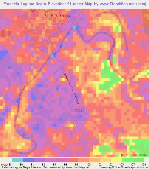 Estancia Laguna Negra,Paraguay Elevation Map