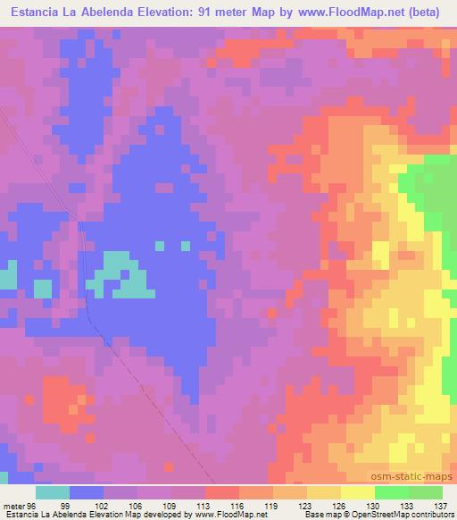 Estancia La Abelenda,Paraguay Elevation Map