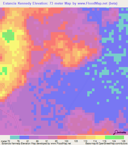 Estancia Kennedy,Paraguay Elevation Map