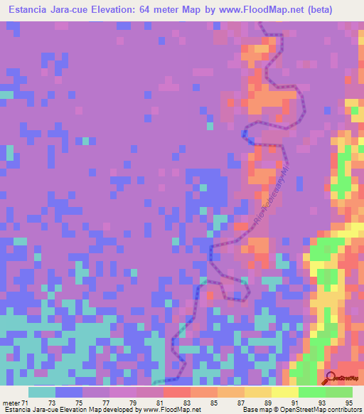 Estancia Jara-cue,Paraguay Elevation Map