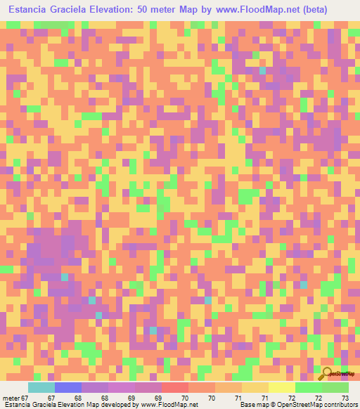 Estancia Graciela,Paraguay Elevation Map