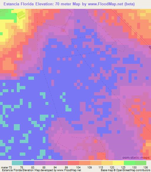Estancia Florida,Paraguay Elevation Map