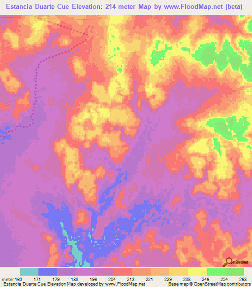 Estancia Duarte Cue,Paraguay Elevation Map