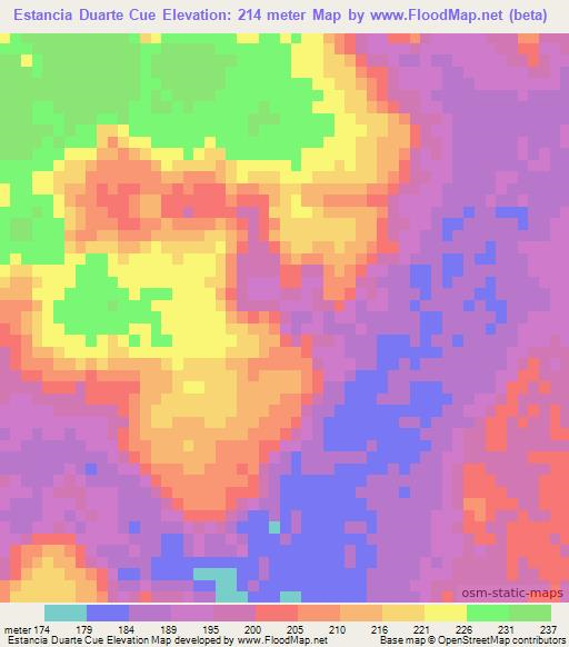 Estancia Duarte Cue,Paraguay Elevation Map