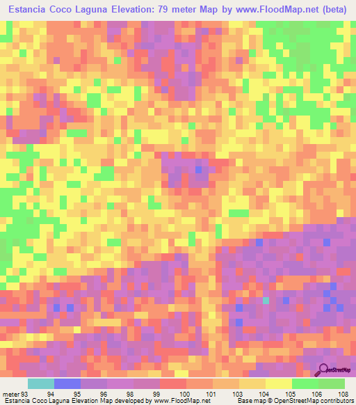 Estancia Coco Laguna,Paraguay Elevation Map