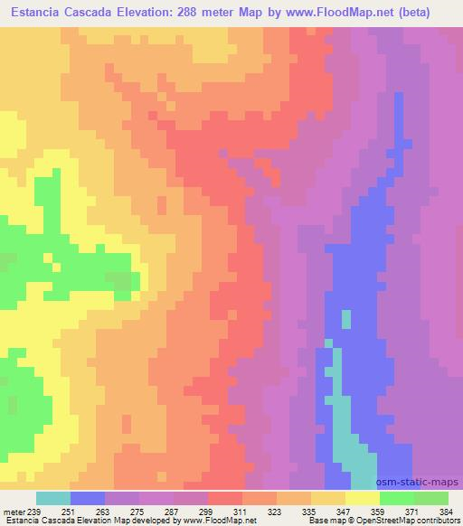 Estancia Cascada,Paraguay Elevation Map