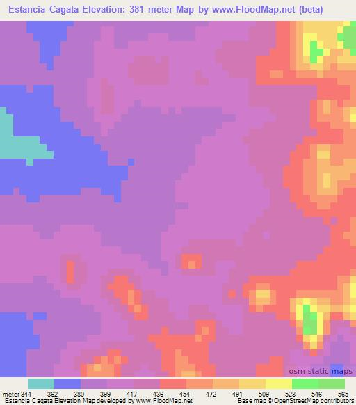 Estancia Cagata,Paraguay Elevation Map