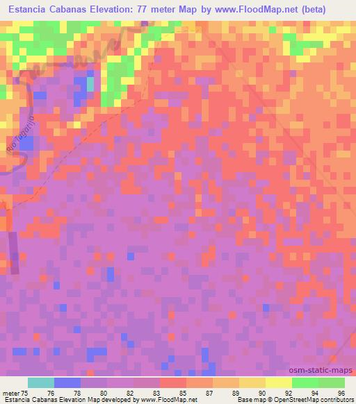 Estancia Cabanas,Paraguay Elevation Map