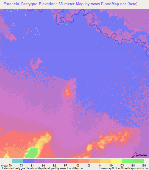 Estancia Caatygue,Paraguay Elevation Map