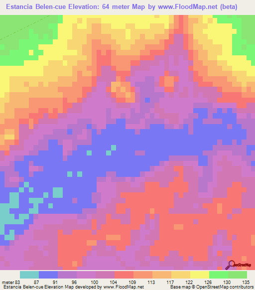 Estancia Belen-cue,Paraguay Elevation Map