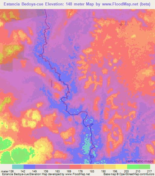 Estancia Bedoya-cue,Paraguay Elevation Map