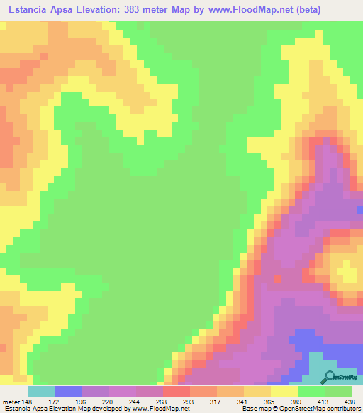 Estancia Apsa,Paraguay Elevation Map