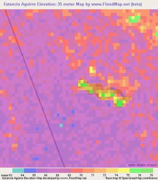 Estancia Aguirre,Paraguay Elevation Map