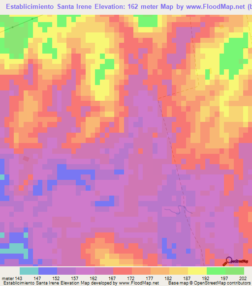 Establicimiento Santa Irene,Paraguay Elevation Map