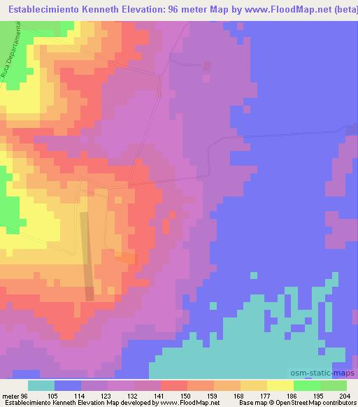 Establecimiento Kenneth,Paraguay Elevation Map