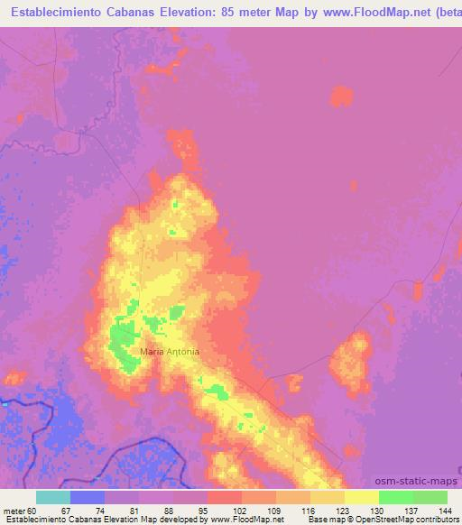 Establecimiento Cabanas,Paraguay Elevation Map