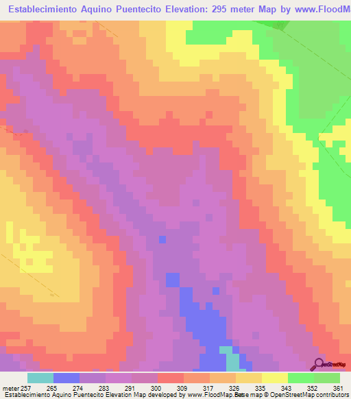 Establecimiento Aquino Puentecito,Paraguay Elevation Map