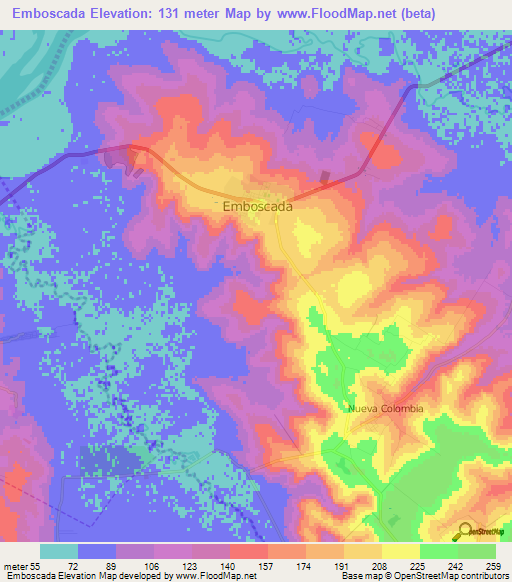 Emboscada,Paraguay Elevation Map