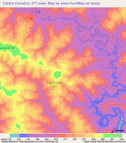 Edelira,Paraguay Elevation Map