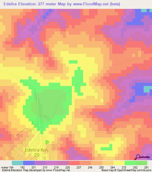 Edelira,Paraguay Elevation Map