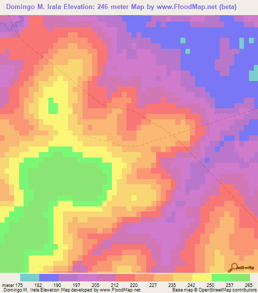 Domingo M. Irala,Paraguay Elevation Map