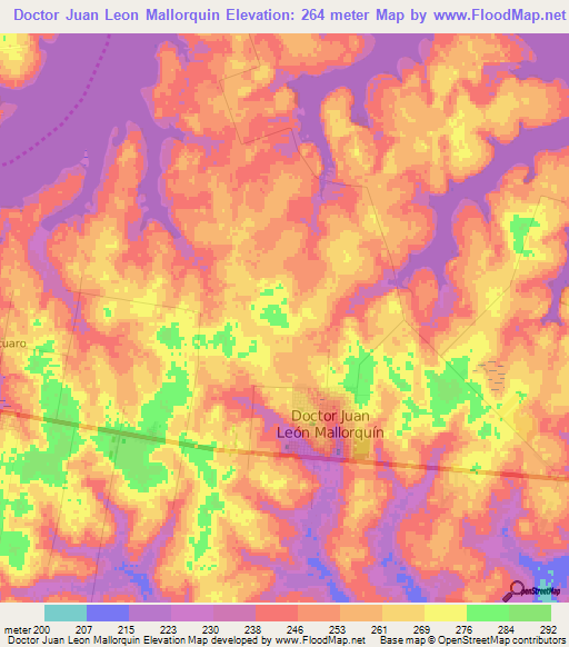 Doctor Juan Leon Mallorquin,Paraguay Elevation Map
