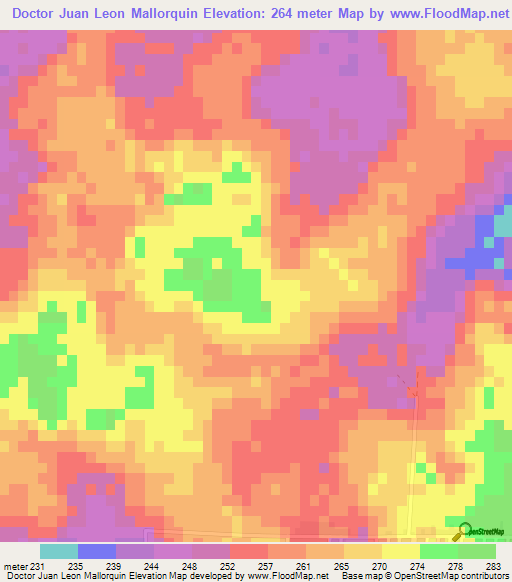 Doctor Juan Leon Mallorquin,Paraguay Elevation Map