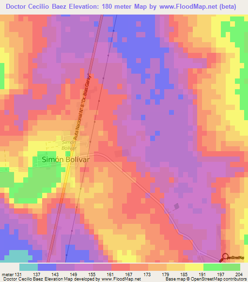 Doctor Cecilio Baez,Paraguay Elevation Map
