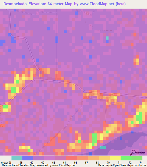 Desmochado,Paraguay Elevation Map