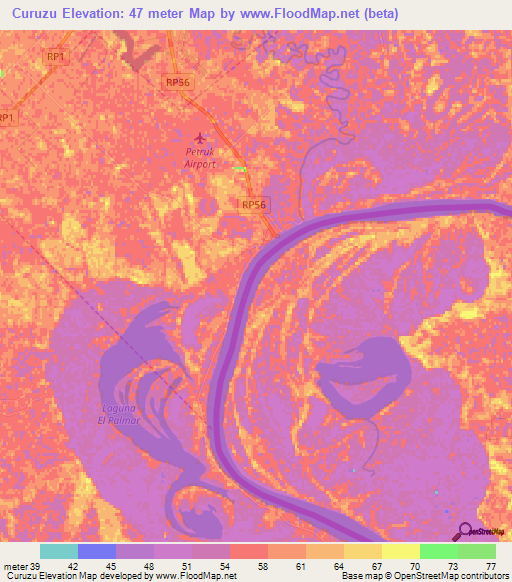 Curuzu,Paraguay Elevation Map