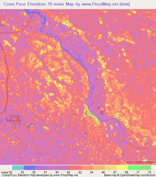 Costa Pucu,Paraguay Elevation Map
