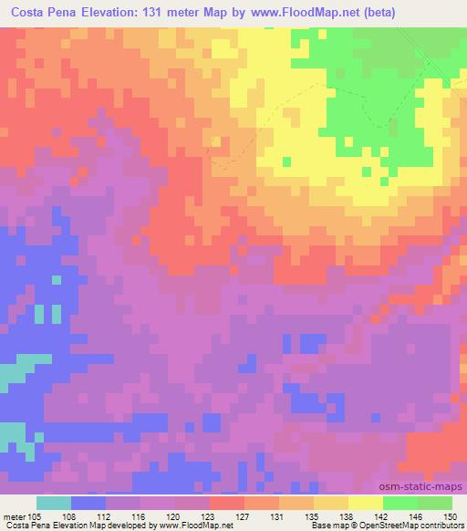 Costa Pena,Paraguay Elevation Map