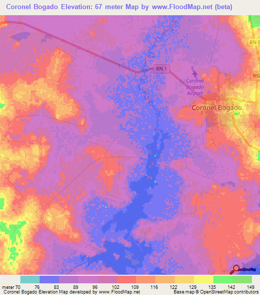 Coronel Bogado,Paraguay Elevation Map