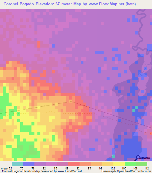 Coronel Bogado,Paraguay Elevation Map