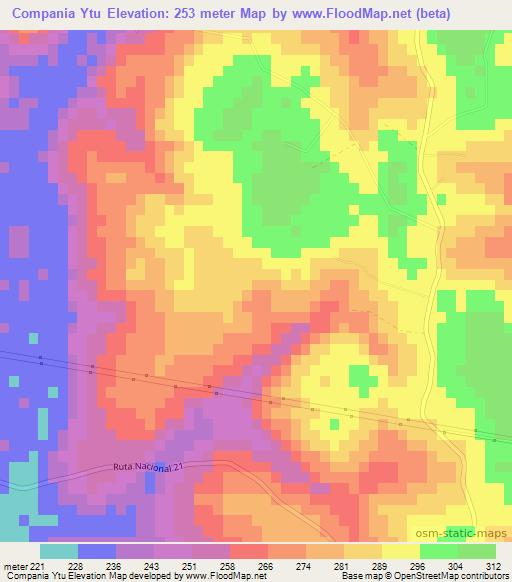 Compania Ytu,Paraguay Elevation Map